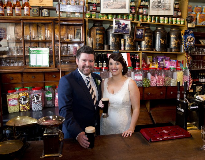 irish pub wedding bride groom